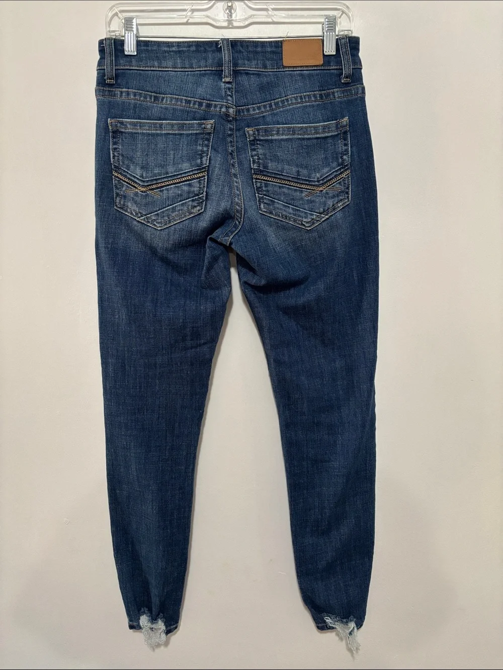 BKE Victoria Mid-Rise Ankle Skinny Jeans Raw Frayed Hem Size 25x27